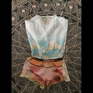 Delicate Cotton Desert Scenery Romper